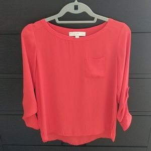 Loft red long-sleeved blouse